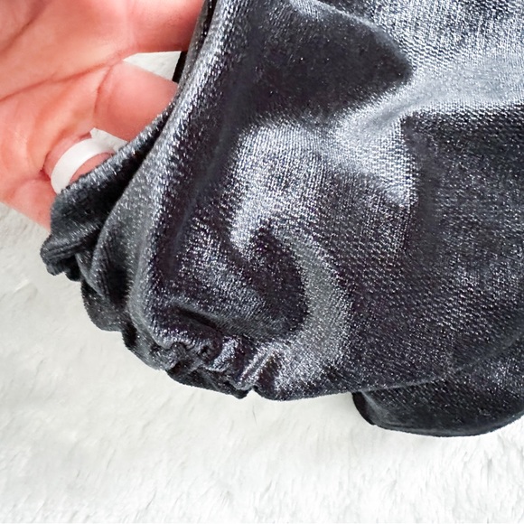 NWT- SUSANA MONACO Revolve One Arm Crop Top in Metallic Black - Picture 9 of 13